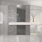 Modern interior with a glass wall and decorative elements